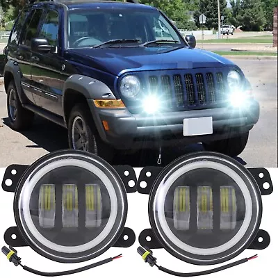 Pair 4  Inch Bumper LED Fog Lights Fit For Jeep Liberty 2003 2004 2005 2006 2007 • $35.90