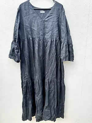 Size M/L (14 - 16) Wear By I Love Linen Black Maxi Dress V Neck 3/4 Sleeves • $49.99