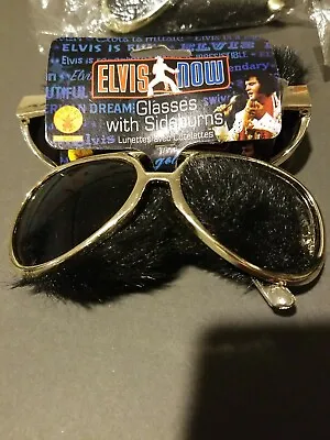 $7.50 • Buy ELVIS Presley Licensed THE KING Sunglasses Gold W/sideburns NWT 50% Off