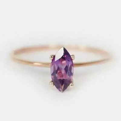 1Ct Marquise-Cut Lab-Created Amethyst Women Engagement Ring 14K Rose Gold Finish • $74.89