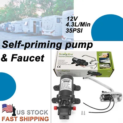 12V Water Pump Self Priming Camping Boat Caravan Pressure Tap 4.3Lpm Faucet • $31.49