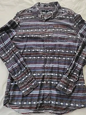 Mens Carbon Western Medium Shirt Long Sleeve Blue Red Slim Fit Aztec  • $13.99