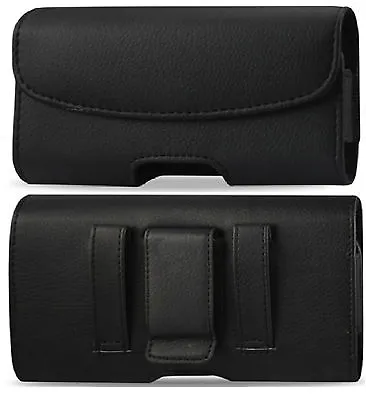 Black Leather Horizontal Belt Clip Loop Case Pouch Cover Holster For HTC Phones  • $7.95