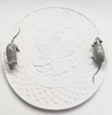 EUC • Bordallo Pinheiro • Lily • Cheese Tray • Mice • Portugal • White •12.5” • $99.95