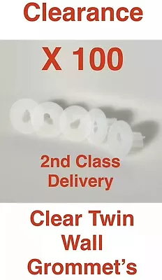 100 Plastic Hole Tidy Wall Grommet Sky Twin Double Coax Aerial Cable Entry Clear • £9.99