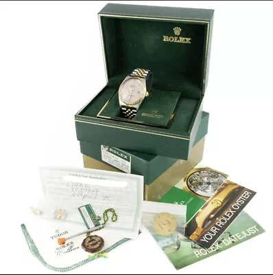 $4000 • Buy Rolex Op Datejust 16013 Ss/18k Jubilee Dial Extra Links & Dial W/ Box W30756-1