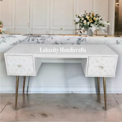 Bone Inlay Moroccan Design 2 Drawers Console Table White • $1400