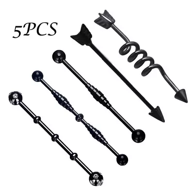 $6.59 • Buy 5PCS Industrial Barbell Earring Tribal Arrow Cartilage Piercing 316L Steel 14G