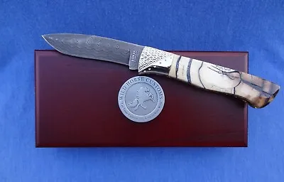 **NEW** Boker Custom Damascus Exotic Cross Cut Fossil Folding Hunter #1 Of 5 • $688.75