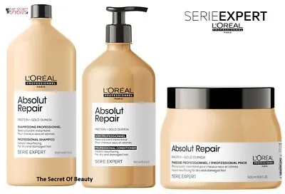 £25.99 • Buy L'oreal Serie Expert Absolut Repair Gold Regenerating Shampoo/ Conditioner/ Mask