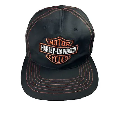 Vintage ANNCO Harley-Davidson Motorcycles Snapback Hat Cap - Black • $25