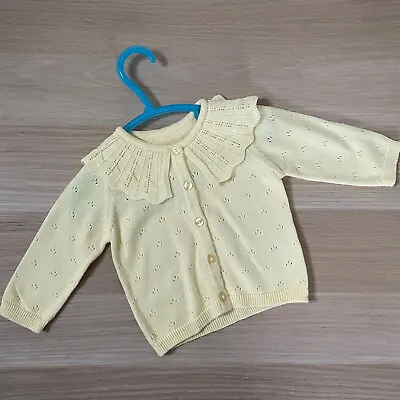 Baby Girl 0-3 Months Matalan Yellow Collared Round Neck Cardigan • £5