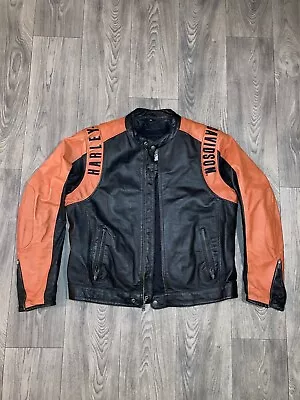 Harley Davidson Men Perforated Leather Jacket Orange XL Liner 98123-08VM • $233.11