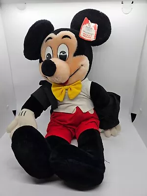 Vintage Mickey Mouse In Tuxedo Disney Parks Plush Korea 18 “ Yellow Bow Tie Tag • $20