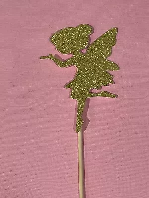 Fairy Tinkerbell Cake Topper Silver Glitter • $5.99