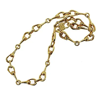 CELINE Logos Gold Plated Chain Used Necklace Vintage #CE506 S • $301.39