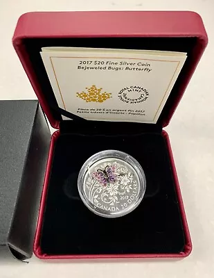 $404.86 • Buy 2017 Canada $20 Fine Silver Coin - Bejeweled Bugs: Butterfly
