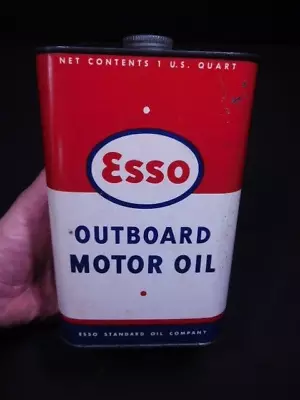 $48 • Buy Original 1950's Era ESSO OUTBOARD MOTOR OIL Empty Metal Oil Can