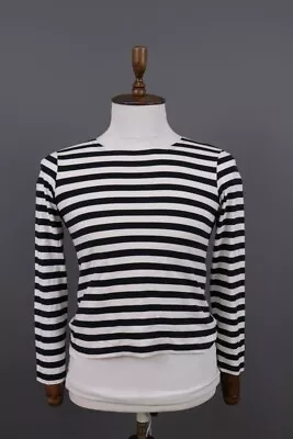 Marimekko Mika Piirainen Black/White Striped Summer Blouse Shirt Size S • $68.74