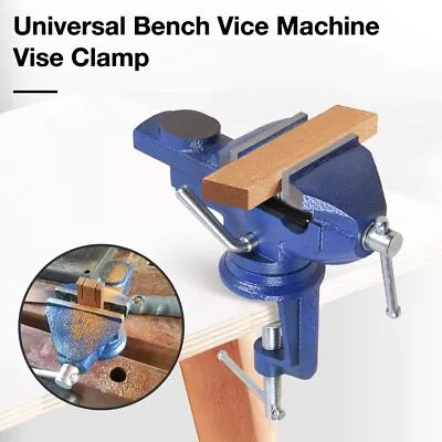 Revolving 60mm SWIVEL BENCH CLAMP Small Table Top Vice Rotating Base Flat Jaw UK • £10.99