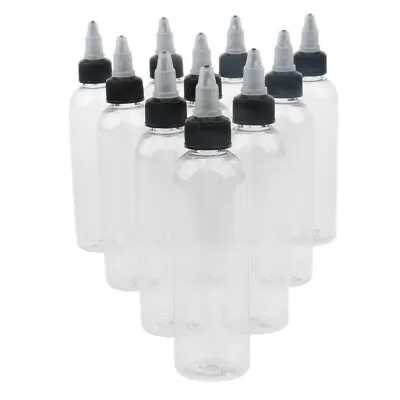 £12.16 • Buy 10Pcs Empty Plastic Bottles With Black Twist Top Nozzle Dropper Caps 120ml