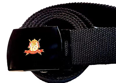 16th 5th Queens Royal Lancers Deluxe Veterans Canvas Belt & Gold Plated Badge • £9.99