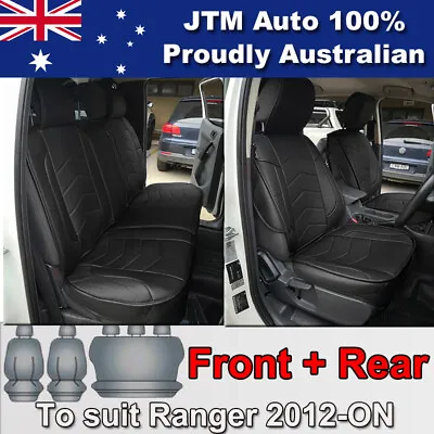 PREMIUM Black PU Leather Waterproof Seat Covers For Ford Ranger PX 2012-2018 • $169