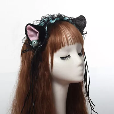 Lolita Girls Cat Ears   Headband Sexy Maid Bell Cosplay Costume Headwear • $8.99