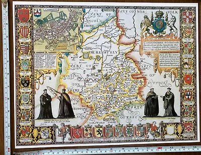 £9.99 • Buy Old Tudor Poster Map Cambridgeshire, Cambridge: Speed 1600's 15  X 12  Reprint