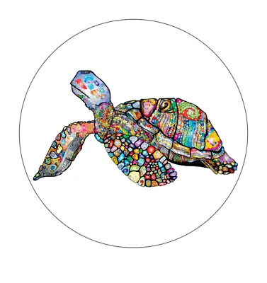 COLORFUL TURTLE ART Large Pendant Charm GERMAN Silver 20  Necklace Chain Gift • $19.86