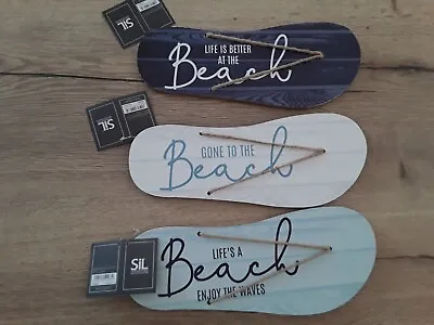 £4.95 • Buy Flip Flop Sign Plaque Wall Hanging Nautical Sea Seashore Beach Hut Bathroom 