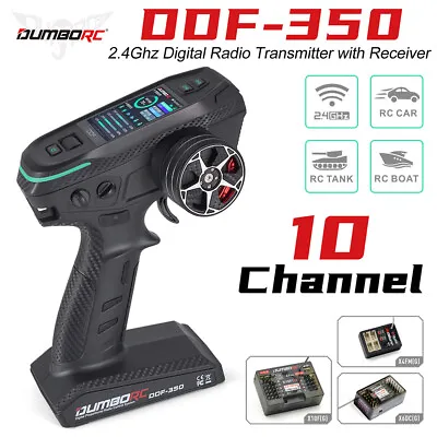 DUMBORC DDF-350 Transmitter W/ Receiver 2.4G 10CH For RC Car Boat Tank LCD FHSS • $78.84