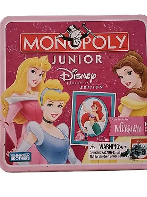 Monopoly Jr Junior Disney Princess Edition In Tin COMPLETE W Puzzle (read Desc.) • $27.99