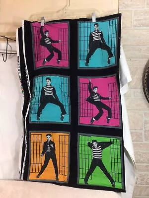 Vtg Elvis Presley Colorful Block Style Cotton Material Dance Poses 42   69   • $61.51