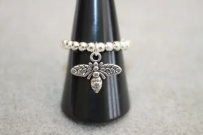 £2.09 • Buy NEW! Silver Plated Beads & BUMBLE BEE Dangle Charm Stretch Thumb Ring 