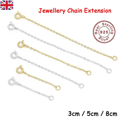 Genuine 925 Sterling Silver Chain Extender Necklace/Bracelet/Anklet Extension UK • £3.99