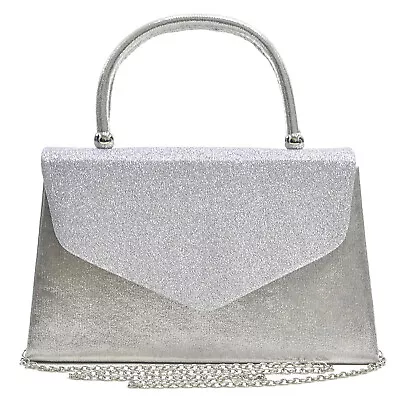 Women Fashion Evening Glitter Wedding Clutch Handbag Party Purses Top Handle Bag • $17.39