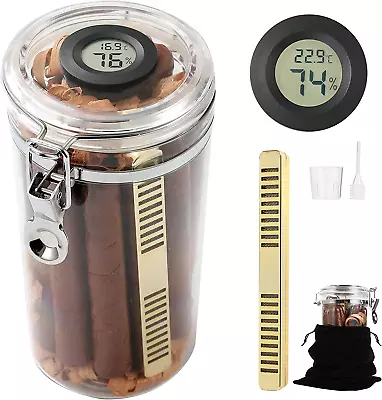 $22.04 • Buy Acrylic Travel Cigar Humidor Jar/Case/Box With Handmade And Hygrometer Spanish