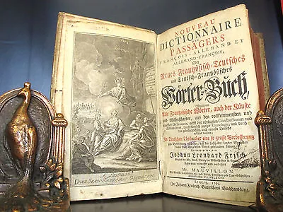 PRINTED 1755 French & German DICTIONARY Copper Engraving TYPOGRAPHY Ancient VTG  • $339.99