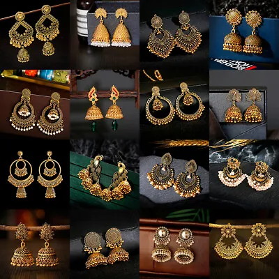 Retro Women Earrings For Alloy Tassel Beads Bell Ear Stud Indian Jewelry Jhumka • $3.13
