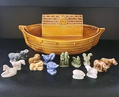 Wade Whimsies Noah's Ark Red Rose Tea Pottery With 14 Animal Figurines Noah Wife • $70