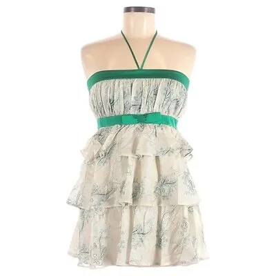 Paul & Joe Silk Satin Lurex Botanical Print Halter Tiered Top Size 6 • $40