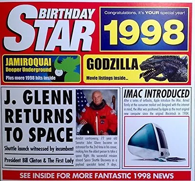 £4.99 • Buy 1998 Birthday Star Card & 1998 CD With 20 Original Songs