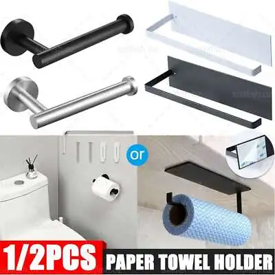 $9.19 • Buy Mounted Toilet Paper Roll Holder Stainless Steel Hook Bathroom Wall Storage NEW