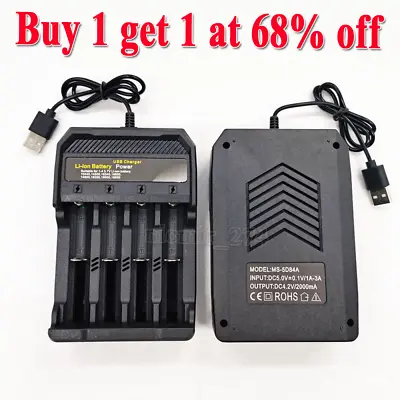 USB 4 Slot Li-ion Batteries Charger 3.7V For 4 Rechargeable Batteries • £5.50