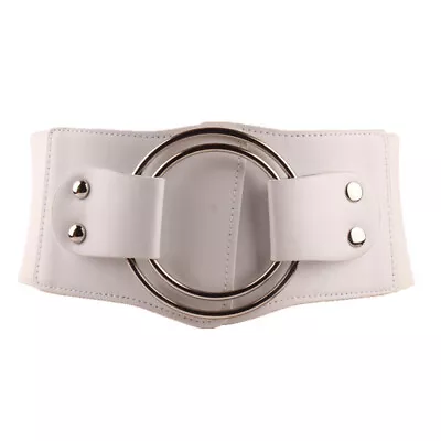 Womens Buckle Wide Waist Belt Thick Elastic Stretch Cinch Dress Waistband Girdle • £11.99