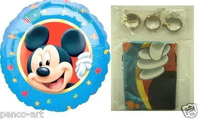 2 Packs Of 3 Mickey Mouse 18  Round Helium Balloons With Clipstrip Ribbon Weight • £5.99