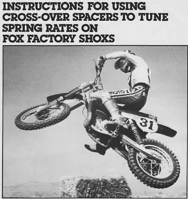 Moto X Fox Factory Shox Rear Shock Cross Over Spacers Manual Copy VMX Vintage • $7.95