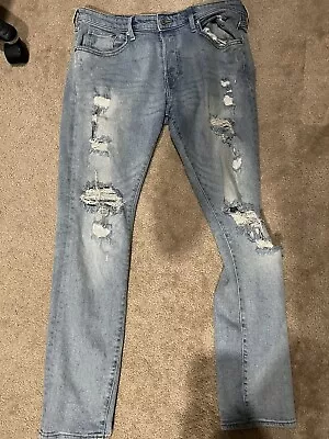 Mens H&M Jeans Denim Skinny Distressed Light Blue Waist 36 • $20