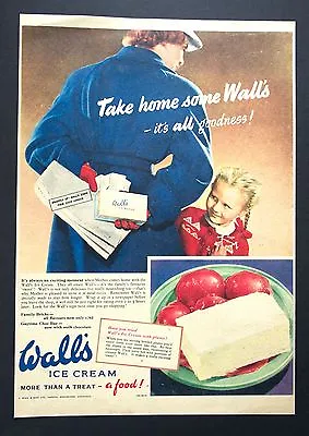 WALL'S ICE CREAM - Vintage Full Page Advert (1950s) Dairy * • £3.95